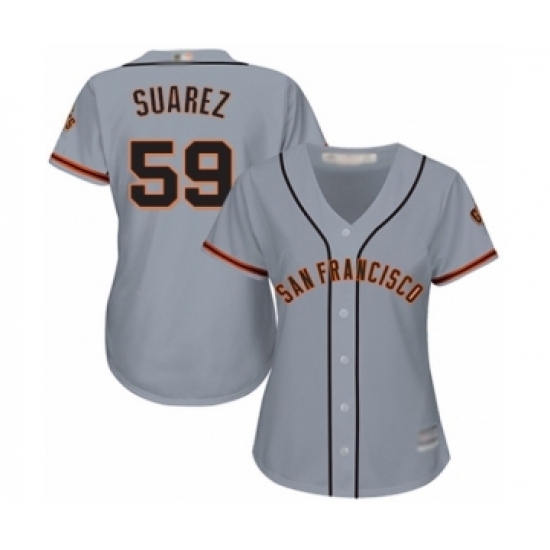 Women's San Francisco Giants #59 Andrew Suarez Authentic Grey Road Cool Base Baseball Player Jersey Women's San Francisco Giants #59 Andrew Suarez Authentic Grey Road Cool Base Baseball Player Jersey