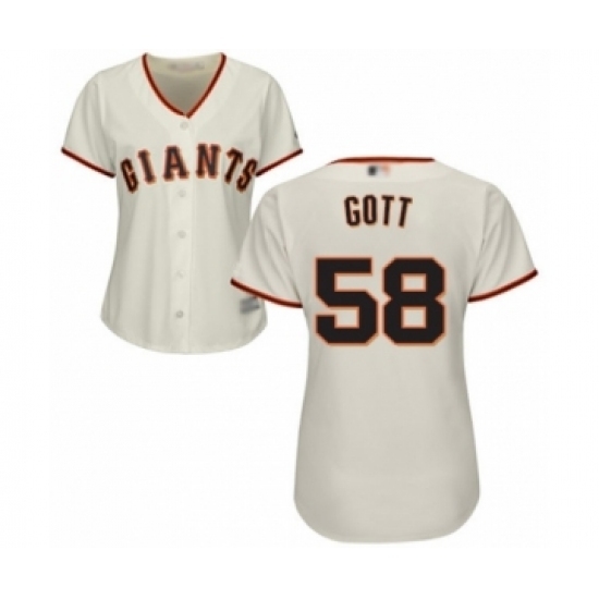 Women's San Francisco Giants #58 Trevor Gott Authentic Cream Home Cool Base Baseball Player Jersey Women's San Francisco Giants #58 Trevor Gott Authentic Cream Home Cool Base Baseball Player Jersey
