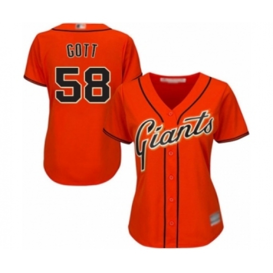 Women's San Francisco Giants #58 Trevor Gott Authentic Orange Alternate Cool Base Baseball Player Jersey Women's San Francisco Giants #58 Trevor Gott Authentic Orange Alternate Cool Base Baseball Player Jersey