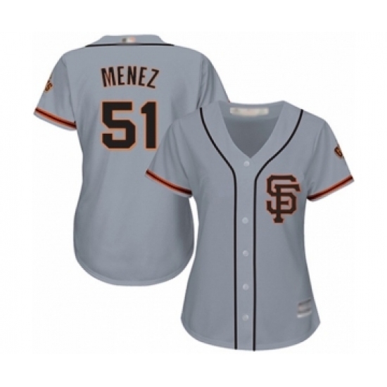 Women's San Francisco Giants #51 Conner Menez Authentic Grey Road 2 Cool Base Baseball Player Jersey Women's San Francisco Giants #51 Conner Menez Authentic Grey Road 2 Cool Base Baseball Player Jersey