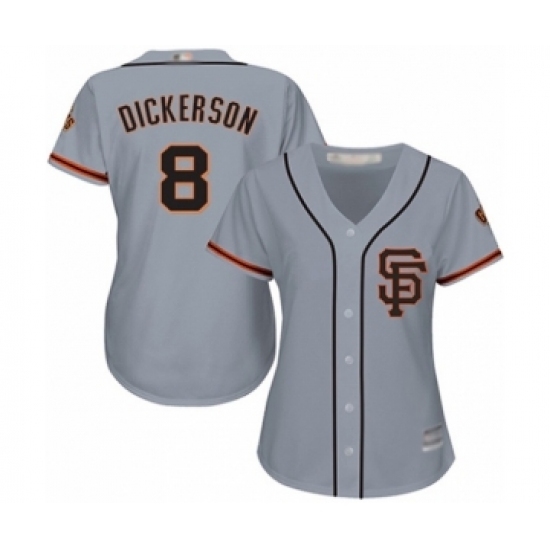 Women's San Francisco Giants #8 Alex Dickerson Authentic Grey Road 2 Cool Base Baseball Player Jersey Women's San Francisco Giants #8 Alex Dickerson Authentic Grey Road 2 Cool Base Baseball Player Jersey