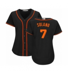 Women's San Francisco Giants #7 Donovan Solano Authentic Black Alternate Cool Base Baseball Player Jersey