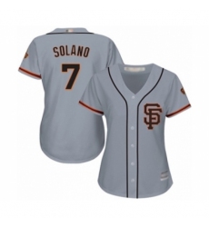 Women's San Francisco Giants #7 Donovan Solano Authentic Grey Road 2 Cool Base Baseball Player Jersey