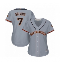 Women's San Francisco Giants #7 Donovan Solano Authentic Grey Road Cool Base Baseball Player Jersey