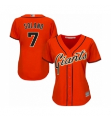 Women's San Francisco Giants #7 Donovan Solano Authentic Orange Alternate Cool Base Baseball Player Jersey