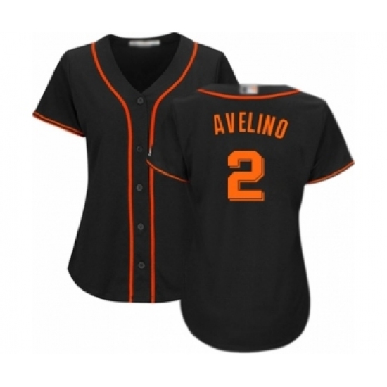 Women's San Francisco Giants #2 Abiatal Avelino Authentic Black Alternate Cool Base Baseball Player Jersey Women's San Francisco Giants #2 Abiatal Avelino Authentic Black Alternate Cool Base Baseball Player Jersey