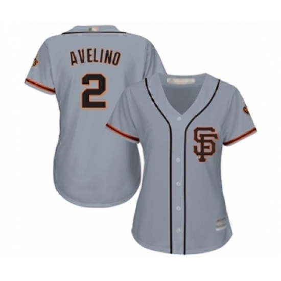 Women's San Francisco Giants #2 Abiatal Avelino Authentic Grey Road 2 Cool Base Baseball Player Jersey Women's San Francisco Giants #2 Abiatal Avelino Authentic Grey Road 2 Cool Base Baseball Player Jersey