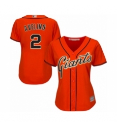 Women's San Francisco Giants #2 Abiatal Avelino Authentic Orange Alternate Cool Base Baseball Player Jersey Women's San Francisco Giants #2 Abiatal Avelino Authentic Orange Alternate Cool Base Baseball Player Jersey