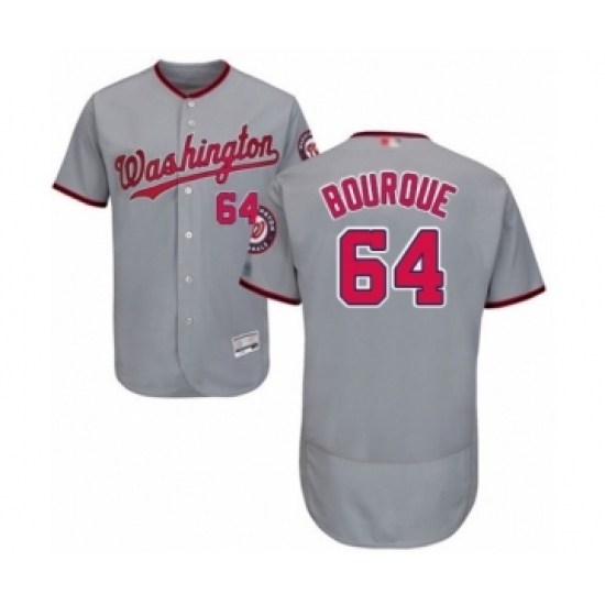 Men's Washington Nationals #64 James Bourque Grey Road Flex Base Authentic Collection Baseball Player Jersey Men's Washington Nationals #64 James Bourque Grey Road Flex Base Authentic Collection Baseball Player Jersey