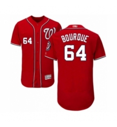 Men's Washington Nationals #64 James Bourque Red Alternate Flex Base Authentic Collection Baseball Player Jersey