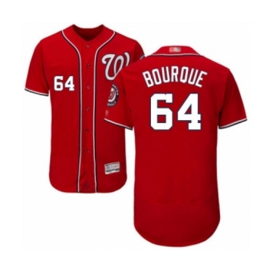 Men's Washington Nationals #64 James Bourque Red Alternate Flex Base Authentic Collection Baseball Player Jersey Men's Washington Nationals #64 James Bourque Red Alternate Flex Base Authentic Collection Baseball Player Jersey