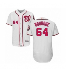 Men's Washington Nationals #64 James Bourque White Home Flex Base Authentic Collection Baseball Player Jersey Men's Washington Nationals #64 James Bourque White Home Flex Base Authentic Collection Baseball Player Jersey