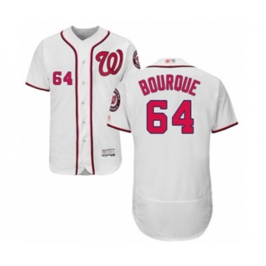 Men's Washington Nationals #64 James Bourque White Home Flex Base Authentic Collection Baseball Player Jersey Men's Washington Nationals #64 James Bourque White Home Flex Base Authentic Collection Baseball Player Jersey