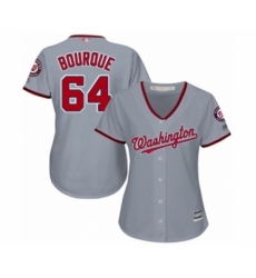 Women's Washington Nationals #64 James Bourque Authentic Grey Road Cool Base Baseball Player Jersey Women's Washington Nationals #64 James Bourque Authentic Grey Road Cool Base Baseball Player Jersey