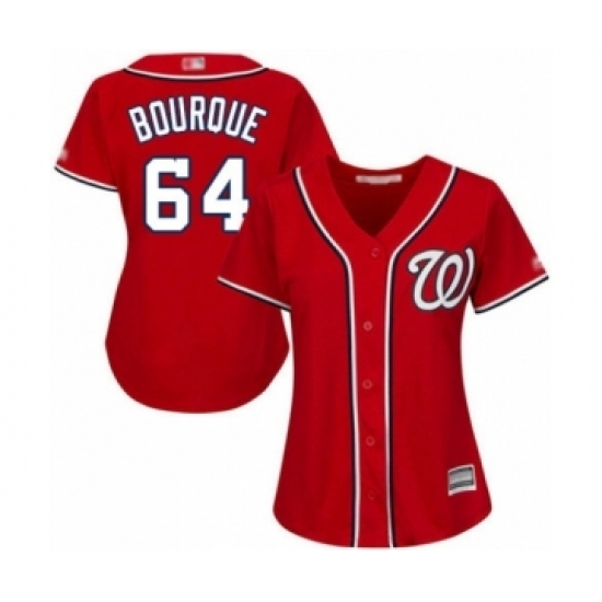 Women's Washington Nationals #64 James Bourque Authentic Red Alternate 1 Cool Base Baseball Player Jersey Women's Washington Nationals #64 James Bourque Authentic Red Alternate 1 Cool Base Baseball Player Jersey