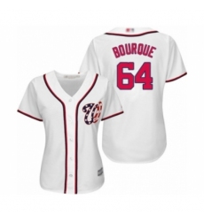 Women's Washington Nationals #64 James Bourque Authentic White Home Cool Base Baseball Player Jersey Women's Washington Nationals #64 James Bourque Authentic White Home Cool Base Baseball Player Jersey