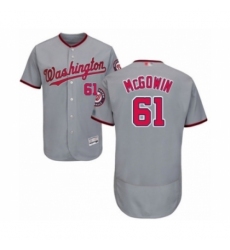 Men's Washington Nationals #61 Kyle McGowin Grey Road Flex Base Authentic Collection Baseball Player Jersey