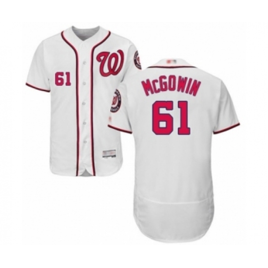 Men's Washington Nationals #61 Kyle McGowin White Home Flex Base Authentic Collection Baseball Player Jersey Men's Washington Nationals #61 Kyle McGowin White Home Flex Base Authentic Collection Baseball Player Jersey