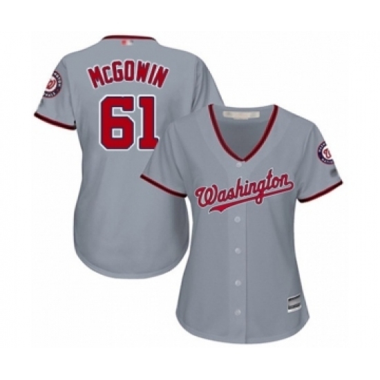 Women's Washington Nationals #61 Kyle McGowin Authentic Grey Road Cool Base Baseball Player Jersey Women's Washington Nationals #61 Kyle McGowin Authentic Grey Road Cool Base Baseball Player Jersey