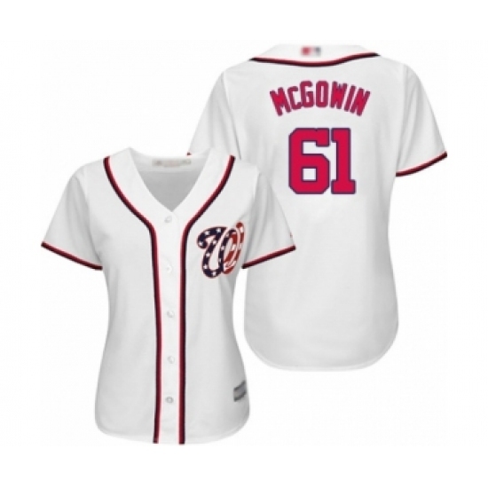 Women's Washington Nationals #61 Kyle McGowin Authentic White Home Cool Base Baseball Player Jersey Women's Washington Nationals #61 Kyle McGowin Authentic White Home Cool Base Baseball Player Jersey