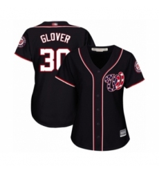 Women's Washington Nationals #30 Koda Glover Authentic Navy Blue Alternate 2 Cool Base Baseball Player Jersey