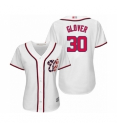 Women's Washington Nationals #30 Koda Glover Authentic White Home Cool Base Baseball Player Jersey