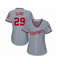 Women's Washington Nationals #29 Roenis Elias Authentic Grey Road Cool Base Baseball Player Jersey