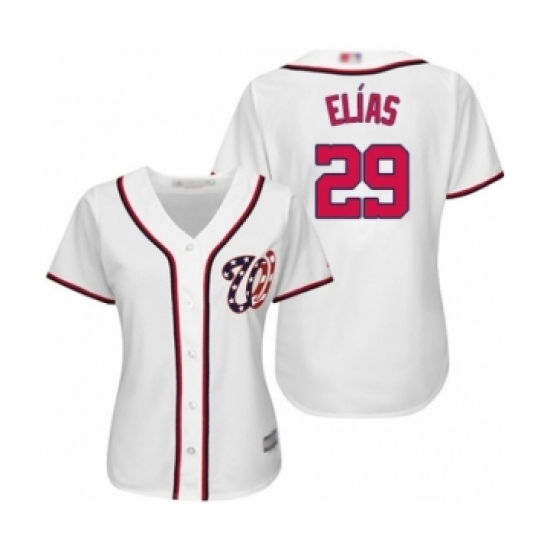 Women's Washington Nationals #29 Roenis Elias Authentic White Home Cool Base Baseball Player Jersey Women's Washington Nationals #29 Roenis Elias Authentic White Home Cool Base Baseball Player Jersey