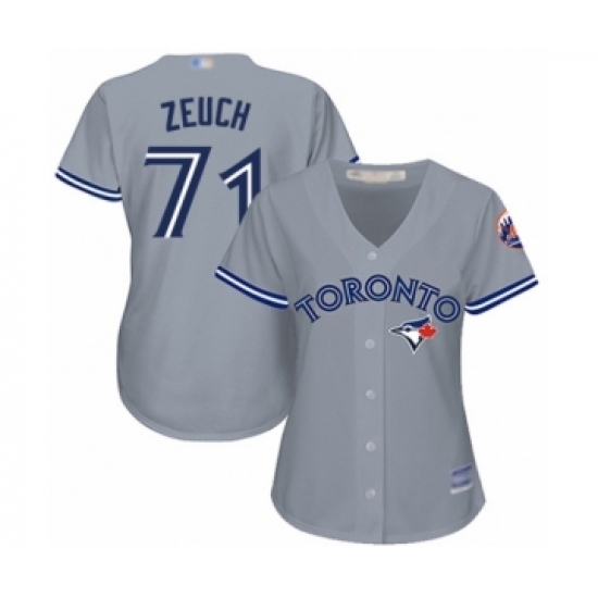 Women's Toronto Blue Jays #71 T.J. Zeuch Authentic Grey Road Baseball Player Jersey Women's Toronto Blue Jays #71 T.J. Zeuch Authentic Grey Road Baseball Player Jersey