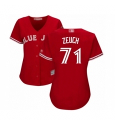 Women's Toronto Blue Jays #71 T.J. Zeuch Authentic Scarlet Alternate Baseball Player Jersey