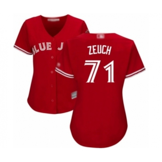 Women's Toronto Blue Jays #71 T.J. Zeuch Authentic Scarlet Alternate Baseball Player Jersey Women's Toronto Blue Jays #71 T.J. Zeuch Authentic Scarlet Alternate Baseball Player Jersey