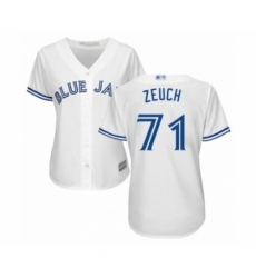 Women's Toronto Blue Jays #71 T.J. Zeuch Authentic White Home Baseball Player Jersey