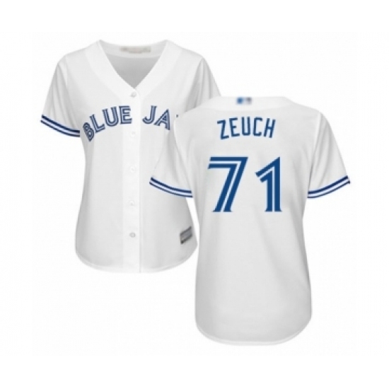 Women's Toronto Blue Jays #71 T.J. Zeuch Authentic White Home Baseball Player Jersey Women's Toronto Blue Jays #71 T.J. Zeuch Authentic White Home Baseball Player Jersey
