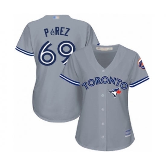 Women's Toronto Blue Jays #69 Hector Perez Authentic Grey Road Baseball Player Jersey Women's Toronto Blue Jays #69 Hector Perez Authentic Grey Road Baseball Player Jersey