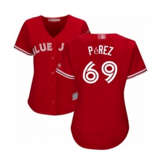 Women's Toronto Blue Jays #69 Hector Perez Authentic Scarlet Alternate Baseball Player Jersey Women's Toronto Blue Jays #69 Hector Perez Authentic Scarlet Alternate Baseball Player Jersey
