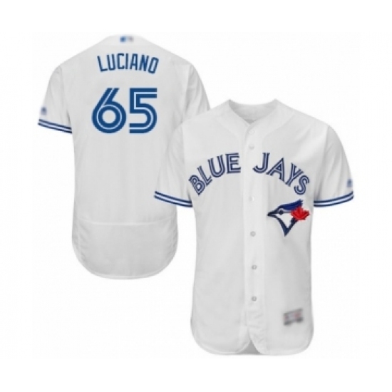 Men's Toronto Blue Jays #65 Elvis Luciano White Home Flex Base Authentic Collection Baseball Player Jersey Men's Toronto Blue Jays #65 Elvis Luciano White Home Flex Base Authentic Collection Baseball Player Jersey