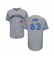 Men's Toronto Blue Jays #63 Wilmer Font Grey Road Flex Base Authentic Collection Baseball Player Jersey