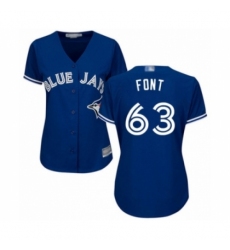 Women's Toronto Blue Jays #63 Wilmer Font Authentic Blue Alternate Baseball Player Jersey
