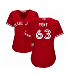 Women's Toronto Blue Jays #63 Wilmer Font Authentic Scarlet Alternate Baseball Player Jersey