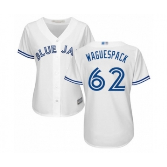 Women's Toronto Blue Jays #62 Jacob Waguespack Authentic White Home Baseball Player Jersey Women's Toronto Blue Jays #62 Jacob Waguespack Authentic White Home Baseball Player Jersey