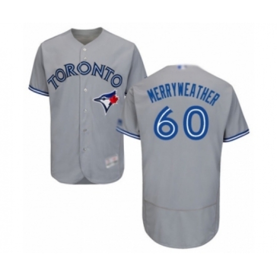 Men's Toronto Blue Jays #60 Julian Merryweather Grey Road Flex Base Authentic Collection Baseball Player Jersey Men's Toronto Blue Jays #60 Julian Merryweather Grey Road Flex Base Authentic Collection Baseball Player Jersey