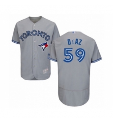 Men's Toronto Blue Jays #59 Yennsy Diaz Grey Road Flex Base Authentic Collection Baseball Player Jersey