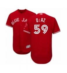 Men's Toronto Blue Jays #59 Yennsy Diaz Scarlet Alternate Flex Base Authentic Collection Alternate Baseball Player Jersey