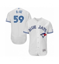 Men's Toronto Blue Jays #59 Yennsy Diaz White Home Flex Base Authentic Collection Baseball Player Jersey