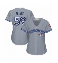 Women's Toronto Blue Jays #59 Yennsy Diaz Authentic Grey Road Baseball Player Jersey