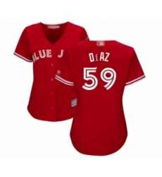 Women's Toronto Blue Jays #59 Yennsy Diaz Authentic Scarlet Alternate Baseball Player Jersey