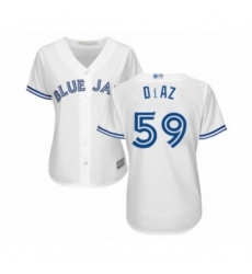 Women's Toronto Blue Jays #59 Yennsy Diaz Authentic White Home Baseball Player Jersey
