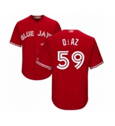 Youth Toronto Blue Jays #59 Yennsy Diaz Authentic Scarlet Alternate Baseball Player Jersey