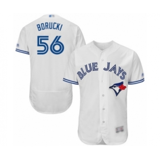 Men's Toronto Blue Jays #56 Ryan Borucki White Home Flex Base Authentic Collection Baseball Player Jersey Men's Toronto Blue Jays #56 Ryan Borucki White Home Flex Base Authentic Collection Baseball Player Jersey