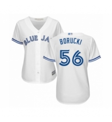 Women's Toronto Blue Jays #56 Ryan Borucki Authentic White Home Baseball Player Jersey Women's Toronto Blue Jays #56 Ryan Borucki Authentic White Home Baseball Player Jersey
